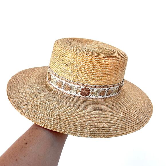 Lack Of Color The Spencer Straw Boater Hat Small Gold Band Summer - Picture 4 of 8